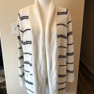 Striped long length cardigan